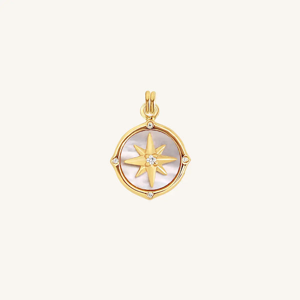 Men's Engravable Compass Disc Pendant in 10K White or Yellow Gold (1-4  Lines) | Zales